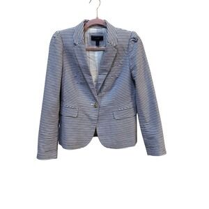 J.Crew Blue & White‎ Women's Seersucker Striped Cotton Blazer Size 6